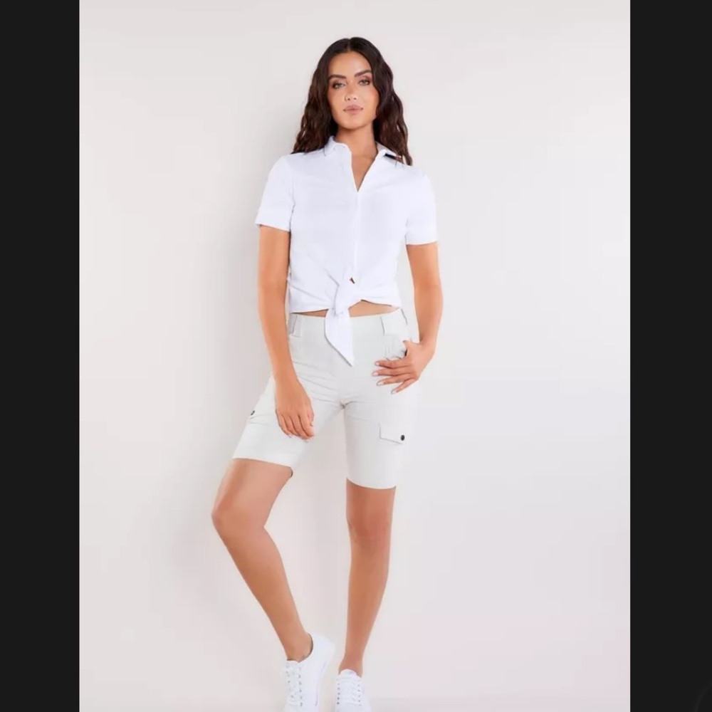 Anatomie Dot Saira Button-Down with Tie Front White Sz L #D2